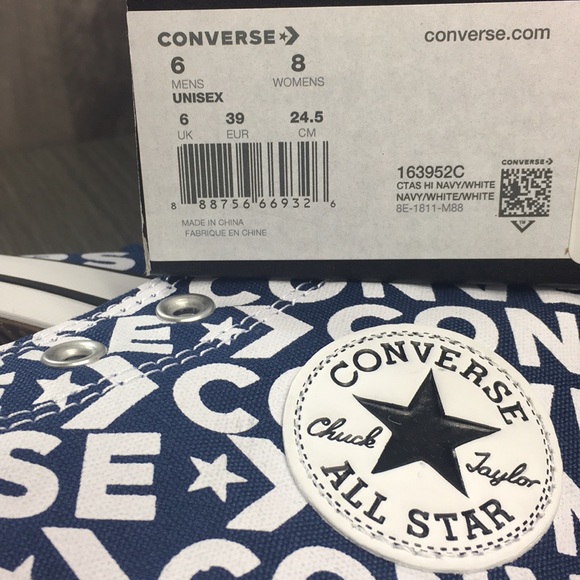 Converse CTAS Hi Navy/White/Navy/White/White - Picture 8 of 8